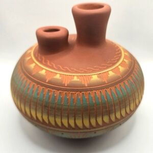 Navajo Native American Clay Pottery Wedding Vase